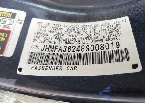 2008 Honda Civic Hybrid z USA, uszkodzony, nr VIN JHMFA36248S008019